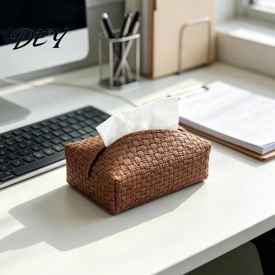 Travel Portable Tissue Case Foldable PU Leather Box, Multi-Purpose Desktop Storage Organizer, Convenient Holder for Car Simple Style Napkin