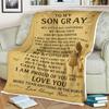 To My Son Blanket from Mom Family Blanket Cute Hug Illustration I’ll Always Carry You In My Heart Personalized Gift for Son Mother Love Mom