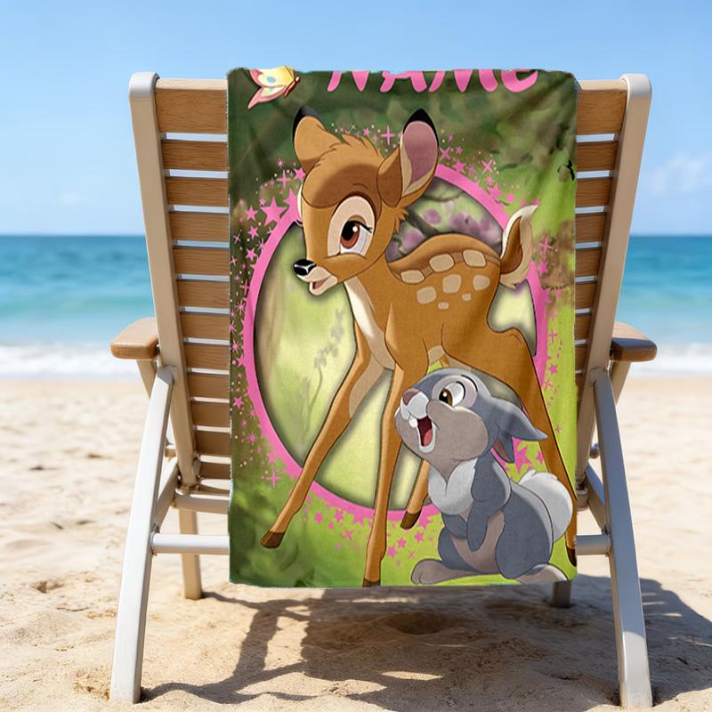 1pc Bambi2 Beach Towel with Custom Name, Beach/Swimming/Bath/Picnic/Camping Towel, Suitable for Seaside Beaches