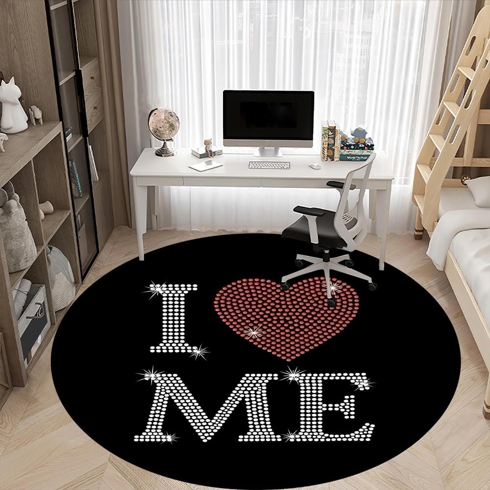 1pc I Love Me Rhinestone Chair Carpet for Office, Non slip, Soft and Durable Office Rug for Interior Decoration