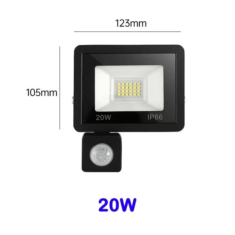 LED Floodlight 200W 150W 100W 50W 20W 10W PIR Motion Sensor IP66 Waterproof 220V Hanging Exterior Outdoor Wall Lamp Spotlights