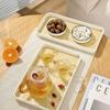 PP Imitation Wood Grain Tray Japanese Style Tea Cup Plate Modern Gongfu Tea Tray  Fruit