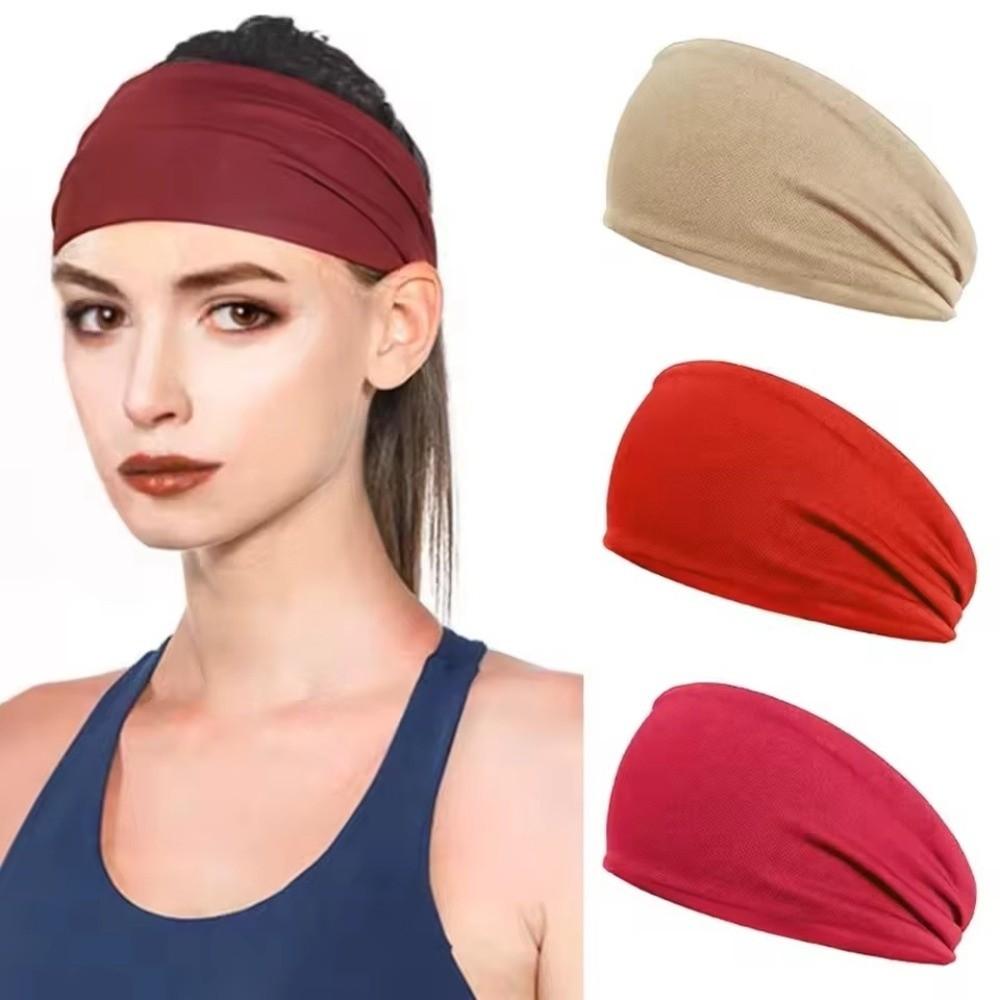 Sweat Absorbent Sports Headband Stretch Fabric Head Wrap New Workout Headband  Yoga Fitness