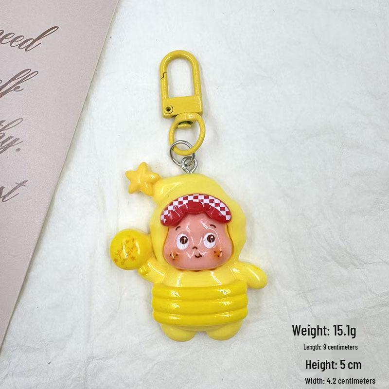 Starman Large Cute Cartoon Keychain Pendant - Creative Backpack Charm Cream Glue Accessory