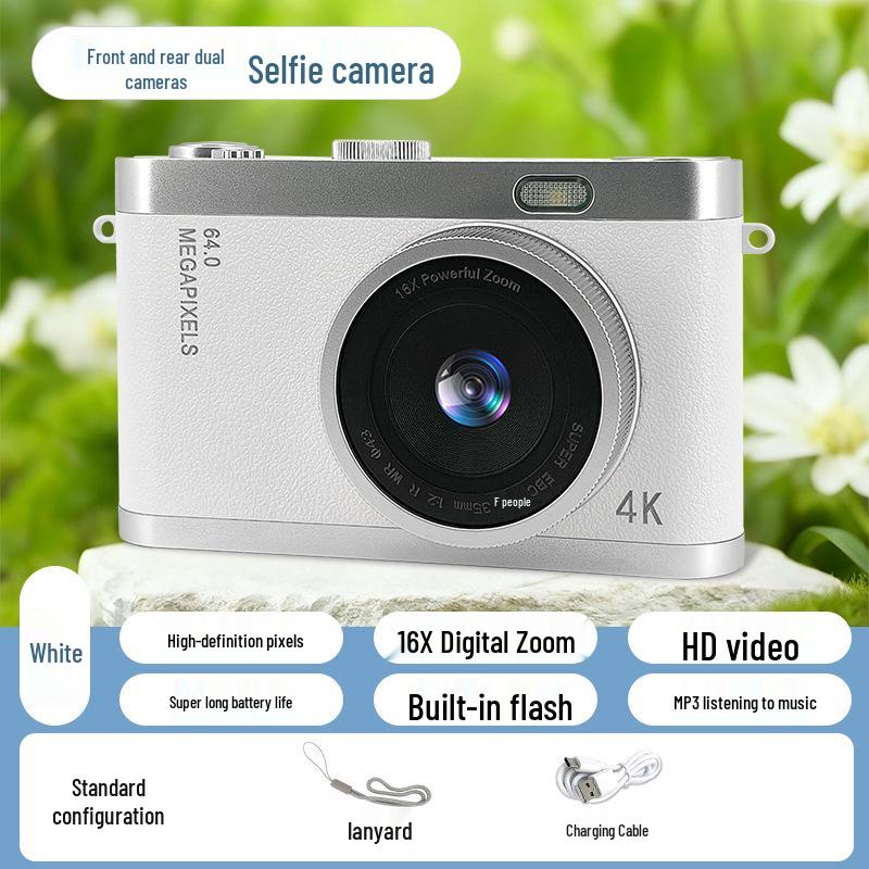 4K HD Mini Digital Camera with Optical Zoom for Students