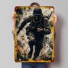 Soldier In Action Printed Poster Customized Wall Art Retro Vintage Metal Tin Signs for Coffee Bar Accessories Decoration Home