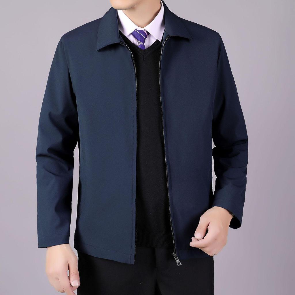 2023 Men's Spring Casual Business Jacket - Middle-Aged Fashion Trend, Turn-Down Collar