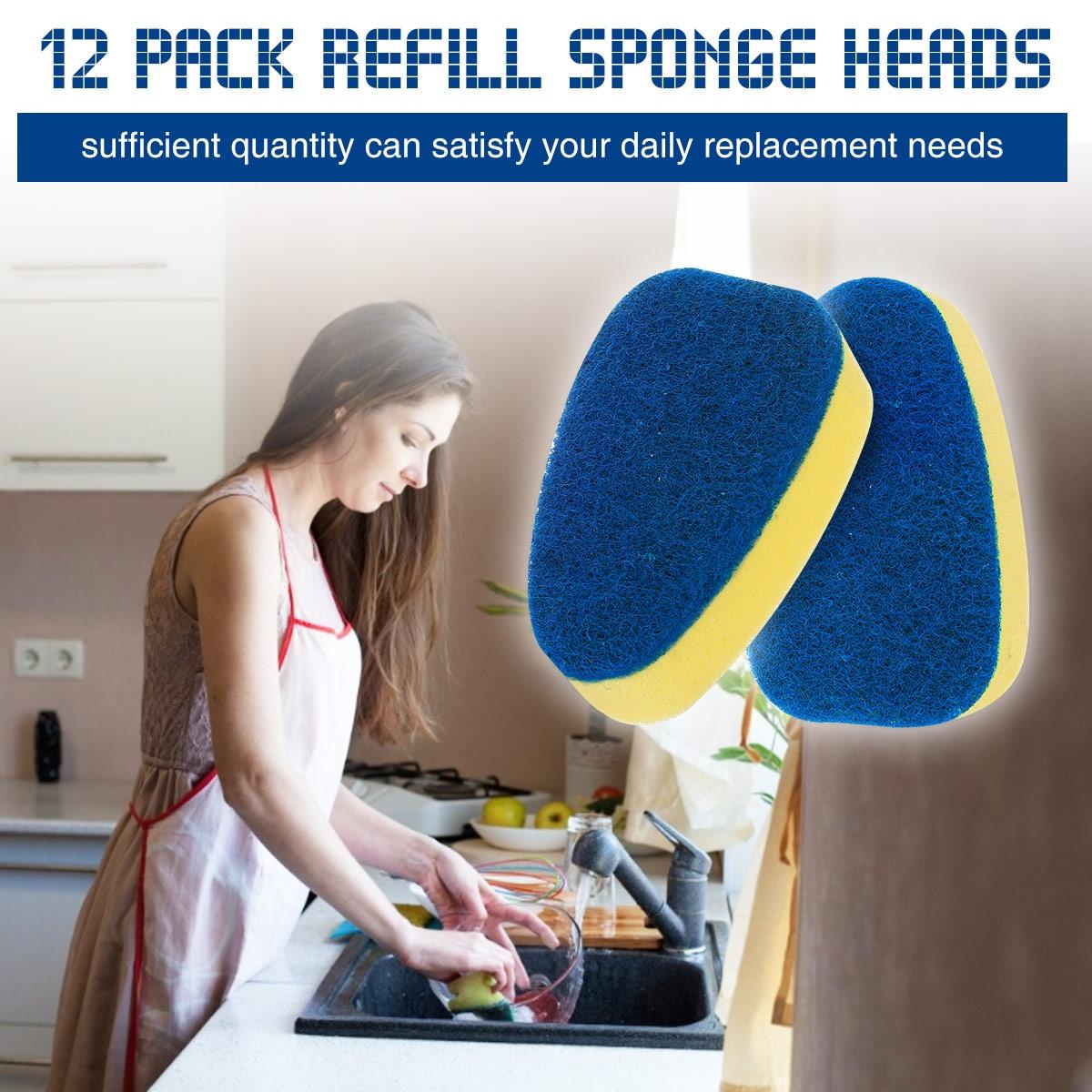

12 шт., губка с ручкой, волшебная губка, щетка для мытья посуды, кухонная чистящая губка, сменная губка для мытья посуды, скруббер для мытья посуды, губка для мытья посуды, 12 шт.