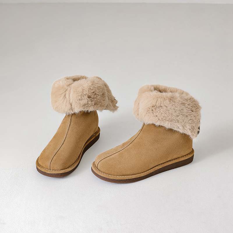 Krazing Pot Cow Suede Nubuck Fur Winter Shoes Snow Boots Women Slip on Keep Warm Lace Up European Design Ankle Boots