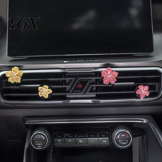 Tropical Car Vent Clip 1 Pair Flower Air Peach Blossom Conditioning Outlet Diffuser for Women Girls Cute Freshener Decor Interior Accessories