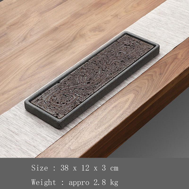 Rectangular Stone Tea-Tray Separable Natural Volcanic Rock Plate, Kung Fu Tea Set, Room, Home Decoration, Table, Office Decor