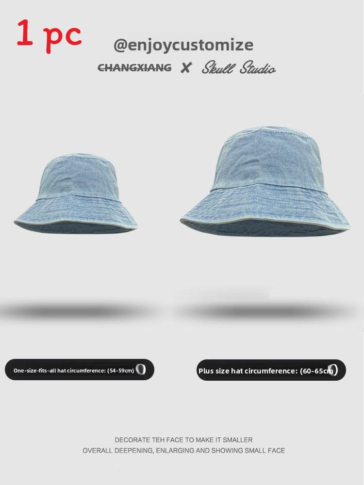 Fisherman Hat Large Size Cotton Sun Protection Wide Brim Summer Style For Casual Wear