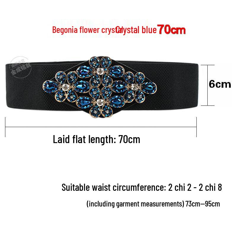 Crystal Rhinestone Elastic Waist Belt for Women's Dresses and Sweaters
