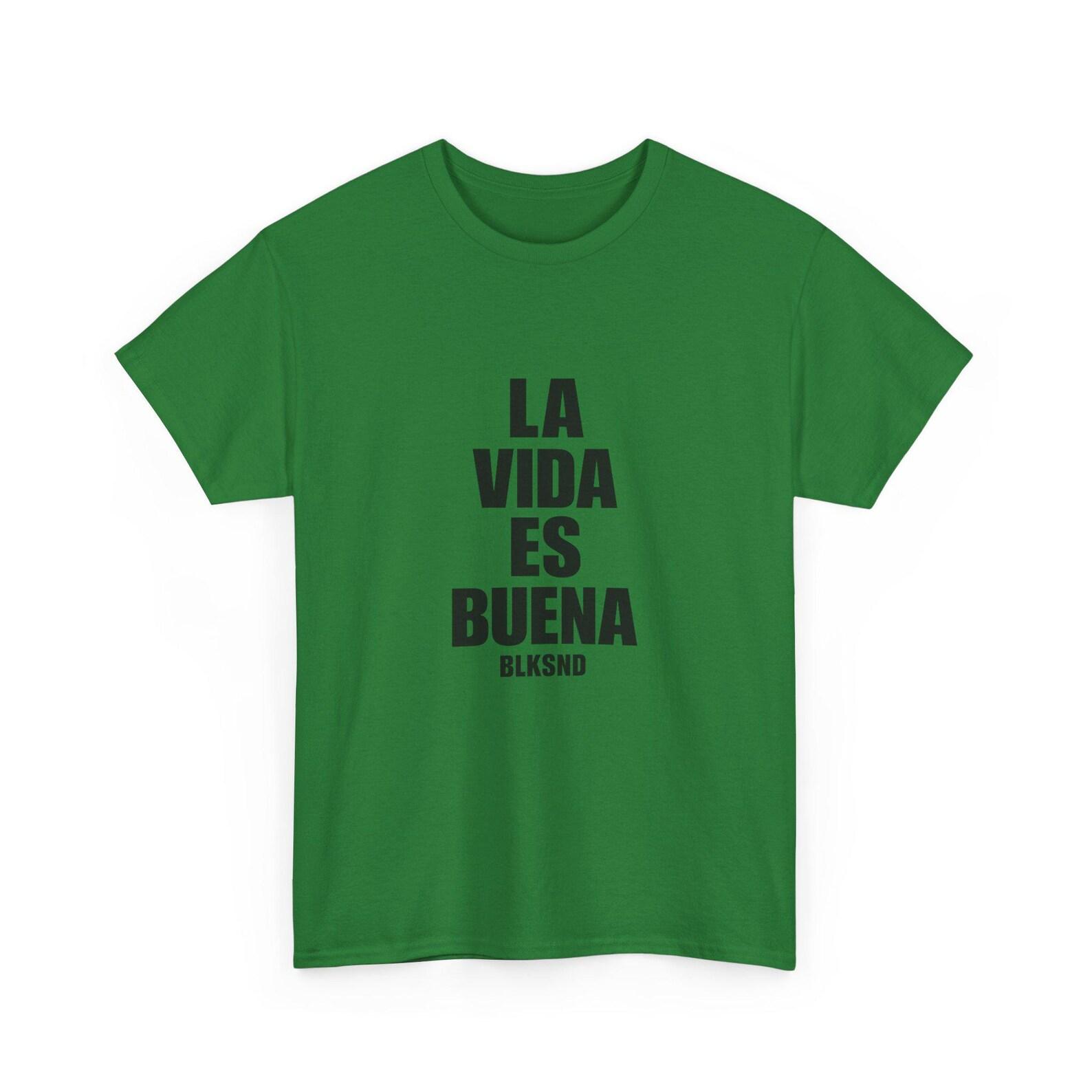 La Vida Es Buena tee | Spanish phrase vertical text tee S