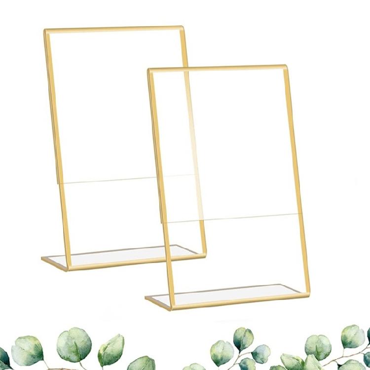 Acrylic Wedding Table Number Holder Stand with Gold Border,Picture Frame Sign