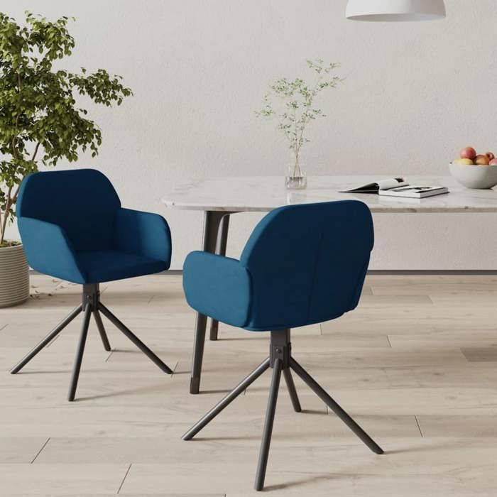 VidaXL Chaises pivotantes de salle à manger 2 pcs Bleu Velours 344739