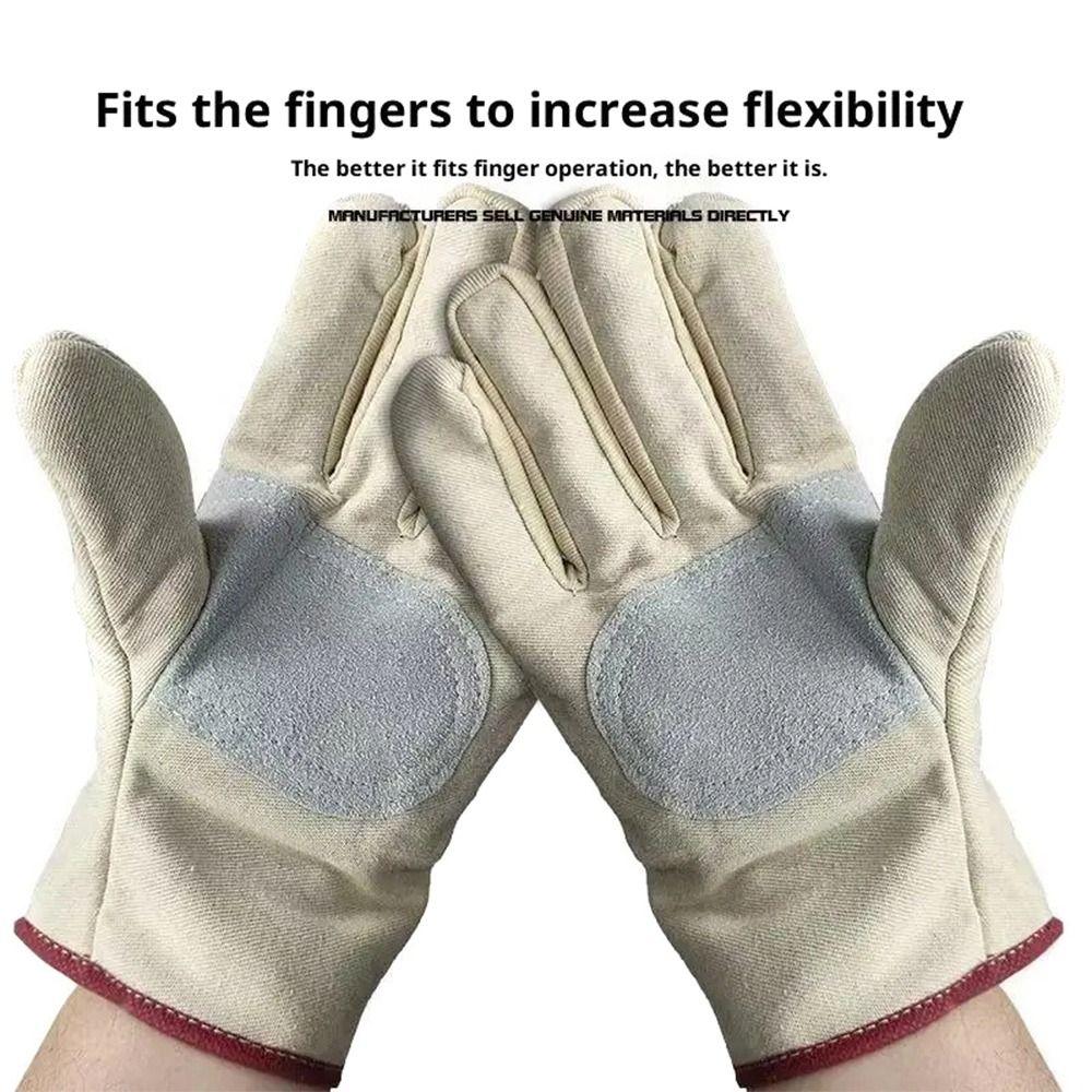 1Pair Stab Proof Canvas Gloves Double Thickened Welding Protective Gloves  Welder Maintenance