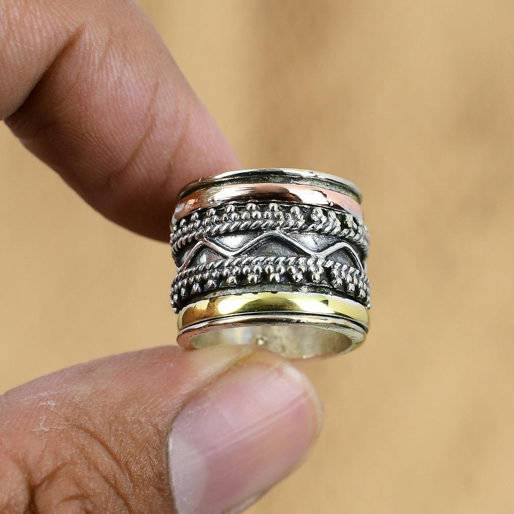 Gift For Women Spinner Ring Size 4.25 925 Silver Natural No Stone Gemstone