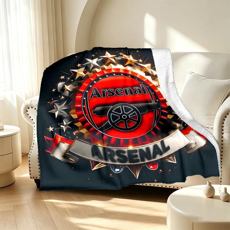 Arsenal F.C Pattern Blanket for Home Decoration, Bed, Sofa, Car Travel, Camping, Suitable for All Seasons, Birthday Christmas Gift