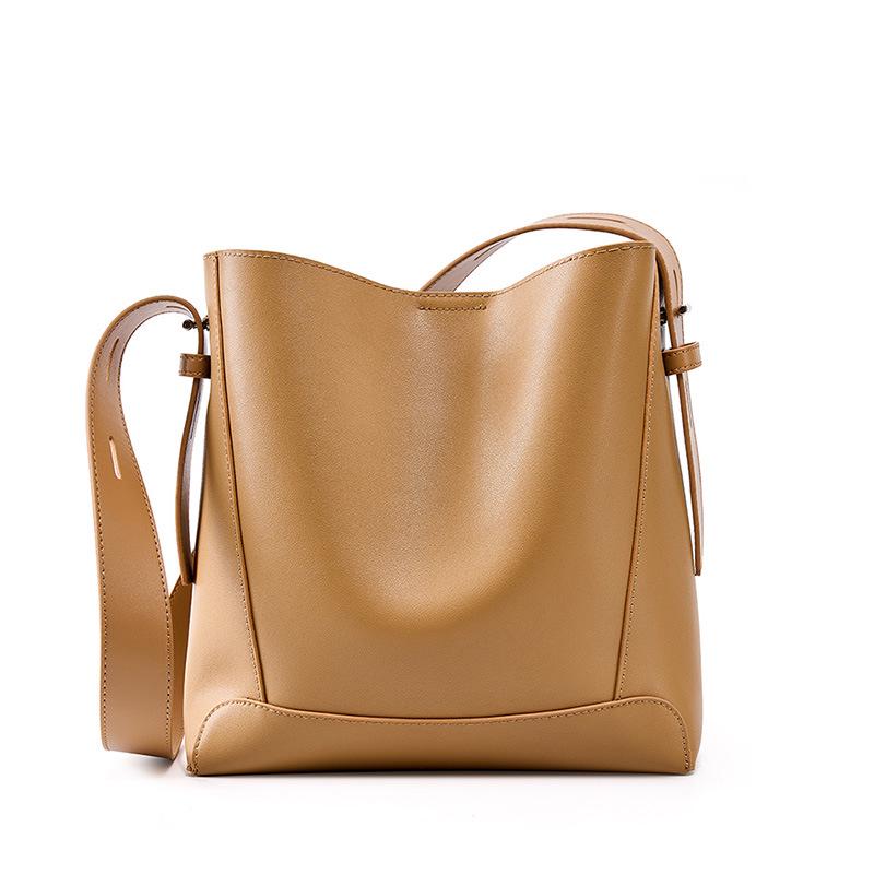 Premium Women's Genuine Cowhide Leather Bucket Bag 2026 - Large Capacity, Single Shoulder & Crossbody
