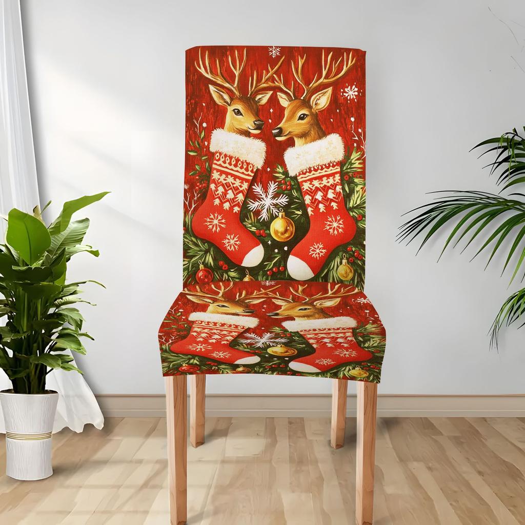 Christmas Decoration Stretch Covers Chair Cover Dining Room Office Banquet Chair Protector Elastic Material Armchair Cover M035