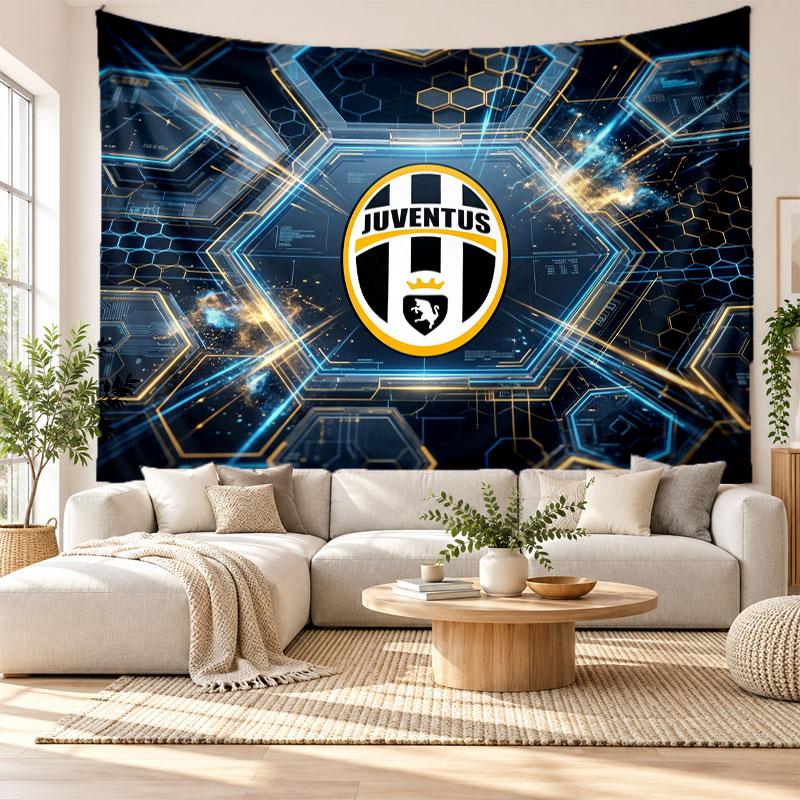 Juventus FC Wall Tapestry, Soft Fabric Wall Hanging, Decorative Backdrop For Bedroom Home Wall Art