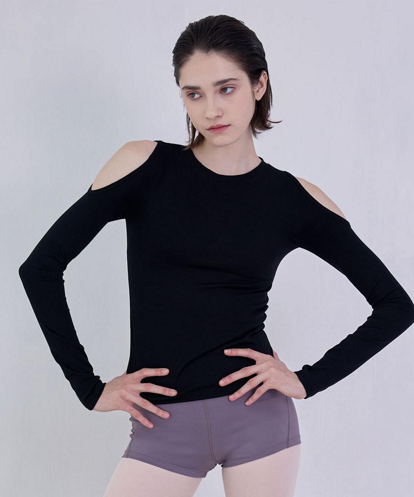 Debiweeo Lucy Shoulder Hole T-Shirt Devi-T0144-Black