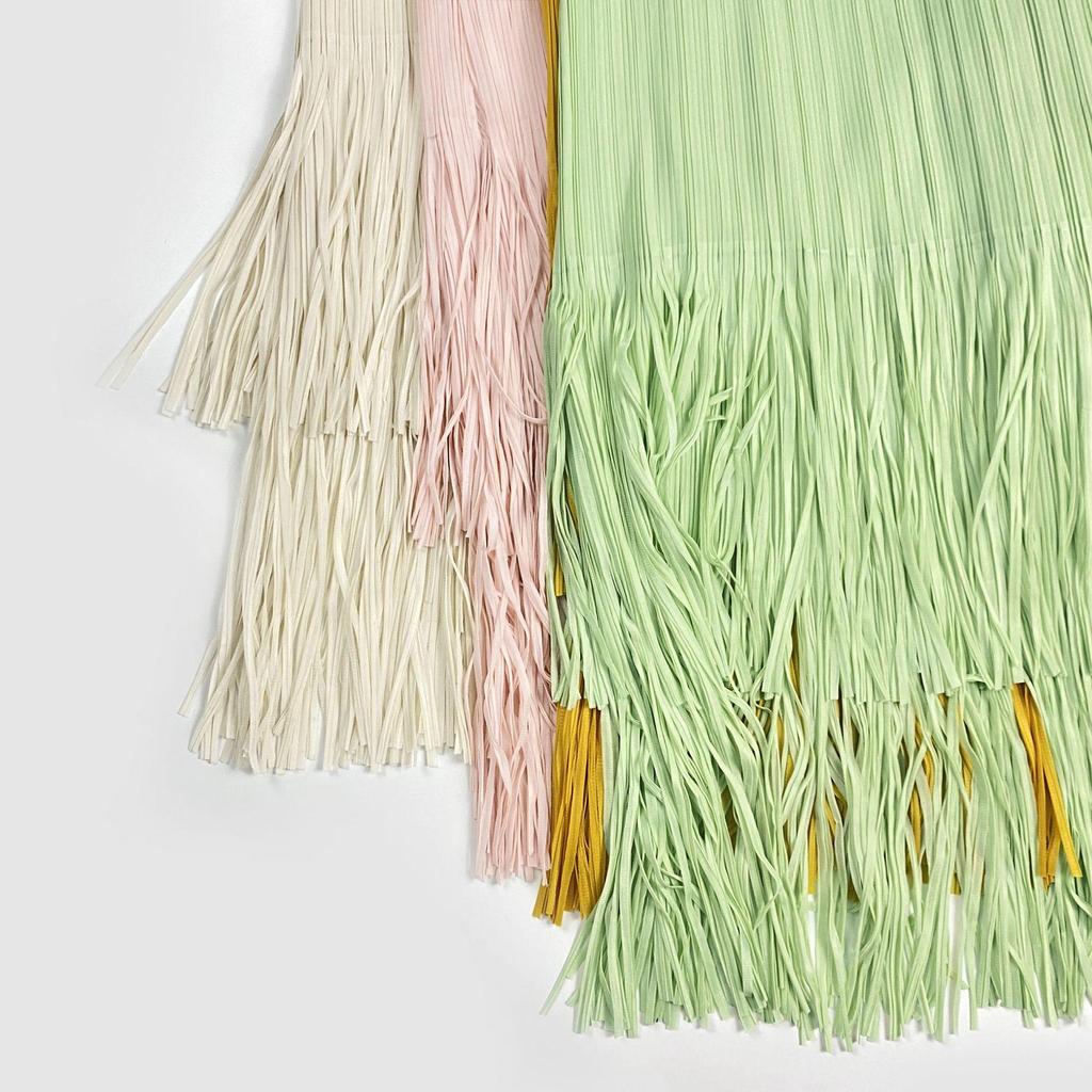 2025 Summer Pleated Tassel A-line Midi Skirt – High Waist Commute Design for Women