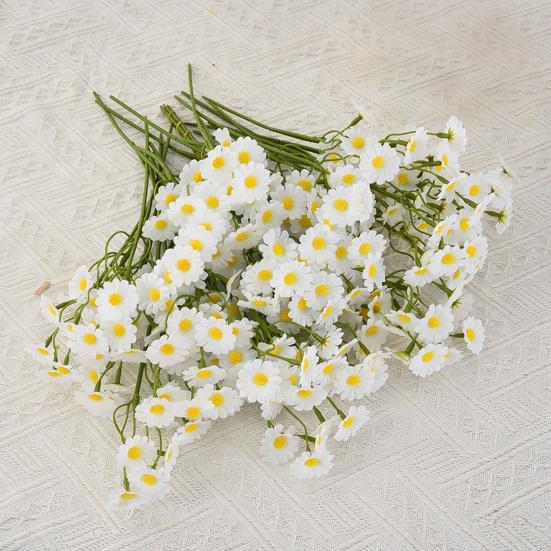 6Pcs Artificial White Daisies Realistic Fake Flower Branch Home Office Wedding Party Table Centerpiece Indoor Outdoor Faux Bloom Plants Decoration