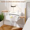 Set of 2 Wall-Mounted Nightstands, Wavy Drawer, 40x30x15 cm, White