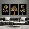 Peinture sur toile abstraite d'arbre à fleurs dorées, affiches d'art de luxe modernes imprimées surréalisme, images d'art murales classiques, décoration de la maison