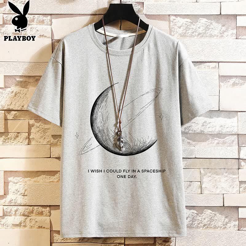 PLAYBOY Men's Pure Cotton Loose Fit Short Sleeve T-Shirt