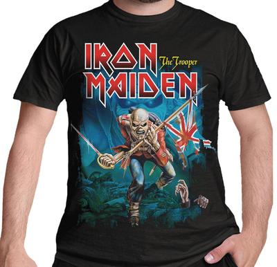 T-shirt Iron Maiden Trooper Eddie Yeux Larges Noir Heavy Metal Rock Nouveau Officiel