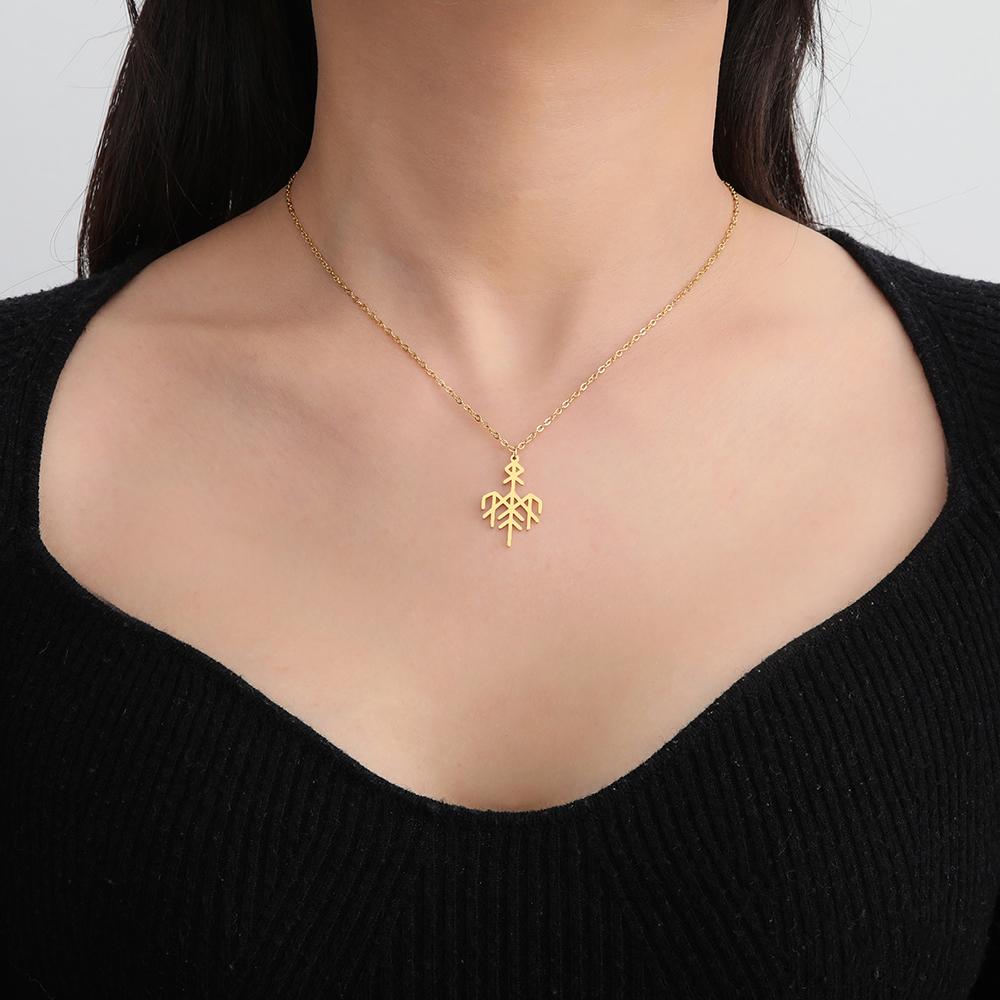 Wardruna Viking Runes Necklace Elder Futhark Nordic Protection Amulet Stainless Steel Jewelry Pendant