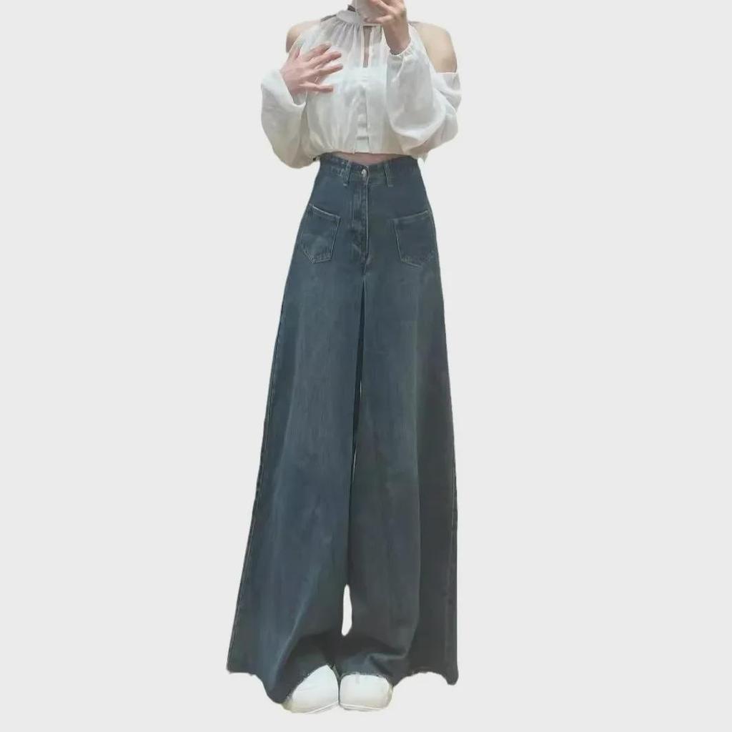 Summer High Waist Retro Wide-Leg Pear-Shaped Jeans for Women
