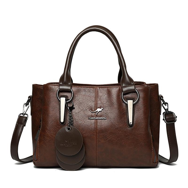 

Fashi Luxury PU Leather Shoulder Bag for Women’s new Vintage Style Handbag Large Capacity Multi-Layer Zipper Design Tote Purse світло-коричневого кольору