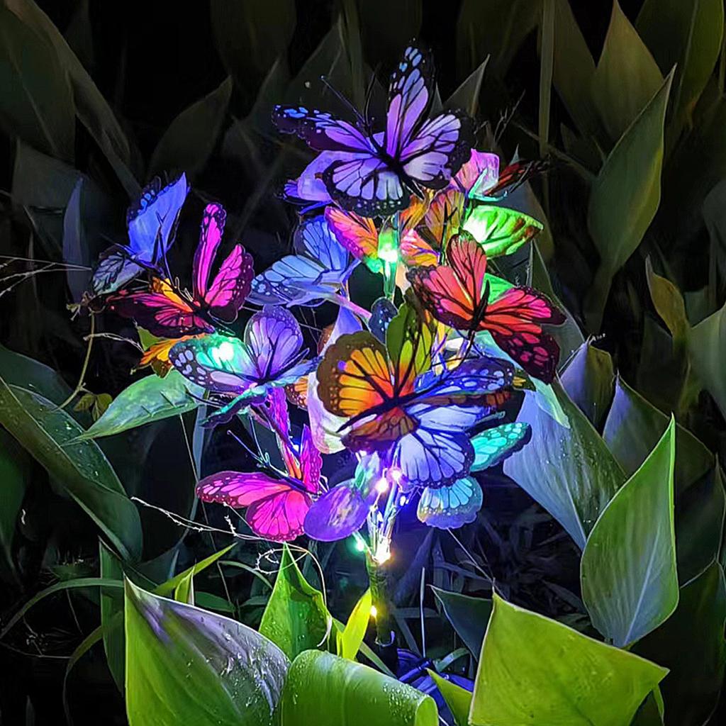 1Pcs Solar-Powered Butterfly Ground Light Color/Warm Light Outdoor Garden Patio Lawn Walkway Decorative Lighting
