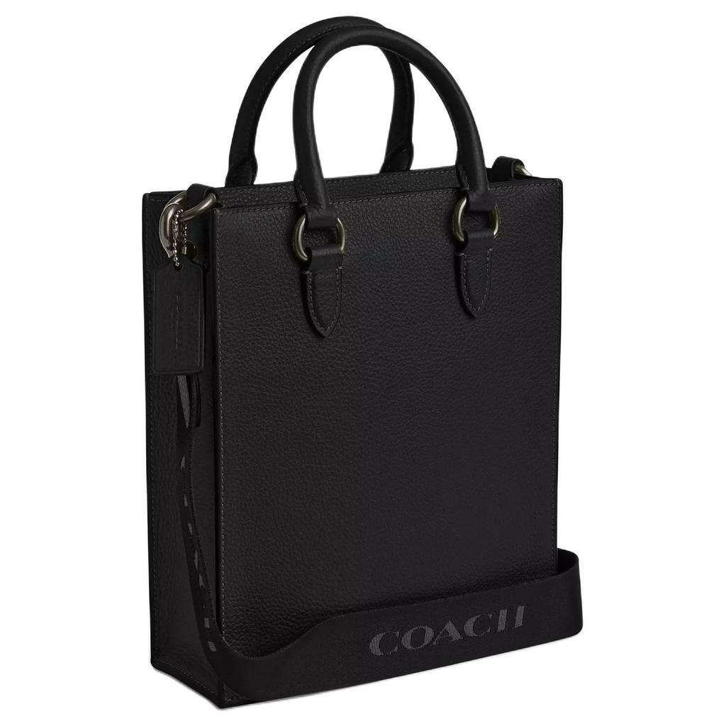 Coach Dylan 21 Metal Logo Adjustable Detachable Shoulder Strap Zipper Closure Leather Shoulder Tote Bag Small Women Handbags Black CT910-QBBK