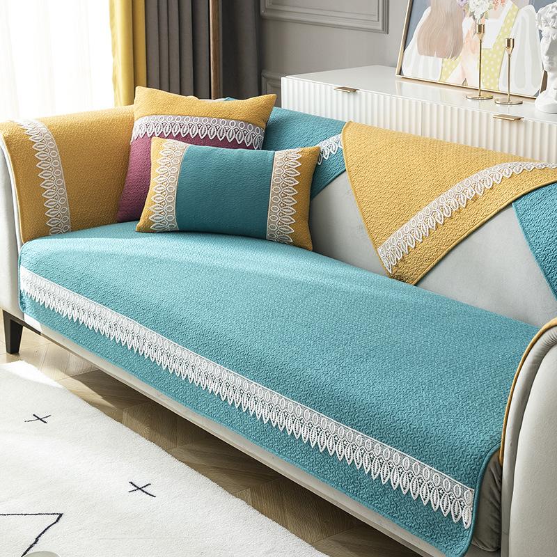 Pure Cotton Sofa Cushion for All Seasons, Non-slip, Simple Modern Cushion, Winter Leather Sofa Cover, Cloth Towel