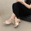 Bow thick heel cool slippers women wear new summer fish mouth open-toed high heels