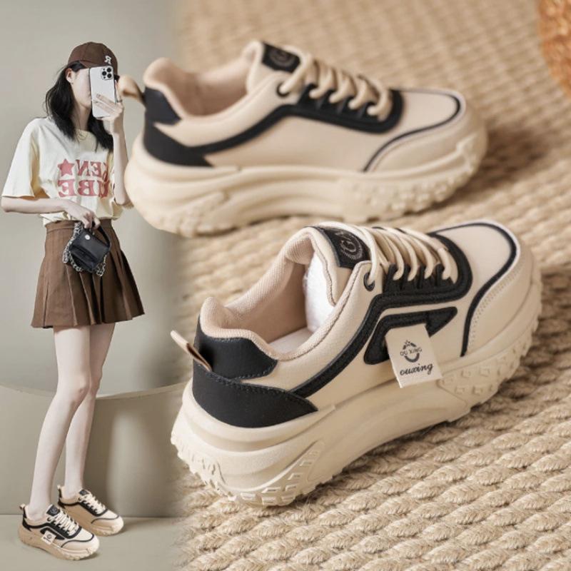 Fashion design muffin thick sole heightening old shoes ins Hong Kong style niche casual shoes children's spring high value