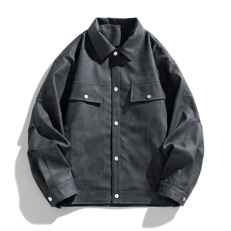

PU Leather Jacket Men s Spring Trendy Men s Clothing Couple American Jacket Men s Top Loose Jacket Men s Clothing 3XL