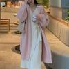 New Korean Style Knitted Cardigan Long Sweater Coat Women Casual Retro Twist V-neck Loose Spring and Autumn Fashion Long Sleeve Sweaters Simple Jacket