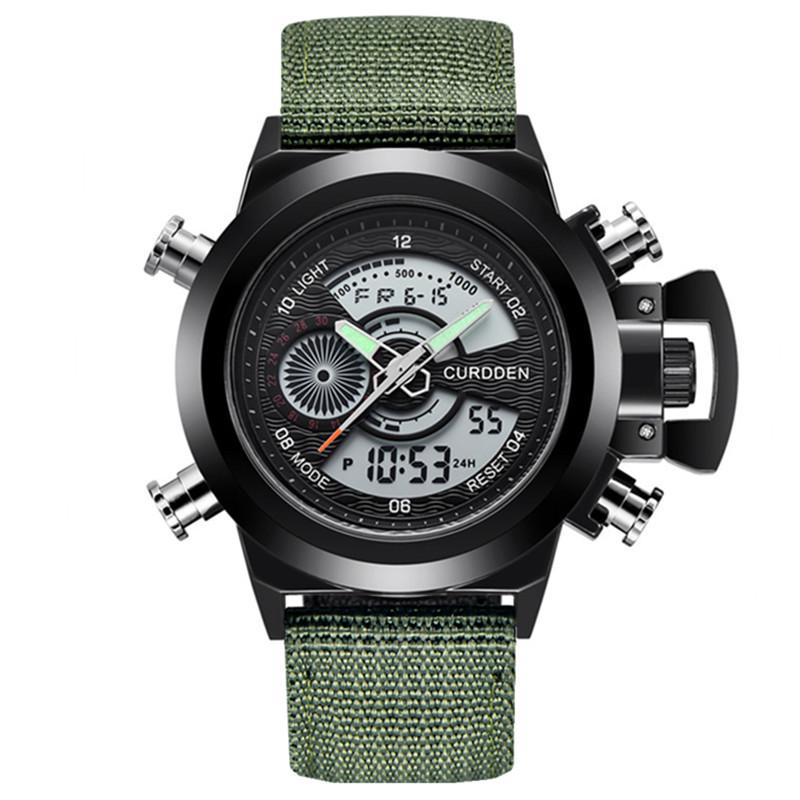 New Men's Multifunctional Dual Display Sport Watch with Stainless Steel Strap