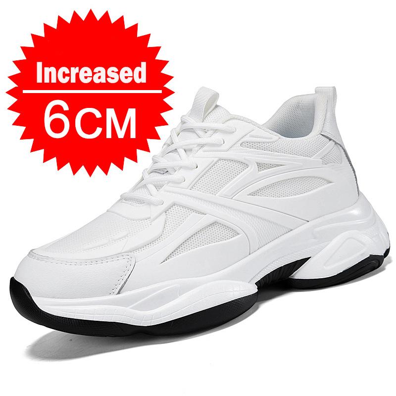 Winter Men's Height-increasing 10CM Sports Shoes Men Genuine Leather Mesh Shoes Warm Thick-soled Shoes Heightening Insoles 6-8CM