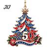 Patriotic Christmas Tree Snowflake Ornaments 250 Anniversary USA Ornament, United States 1776-2026 250th Holiday Gift for Family Friends Keepsake,
