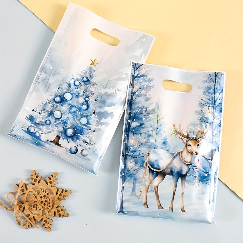 Christmas Party Favor Bag Cartoon Print Candy Tote Holiday Gift Exchange Bag Reusable Christmas Celebration Souvenir for Kids