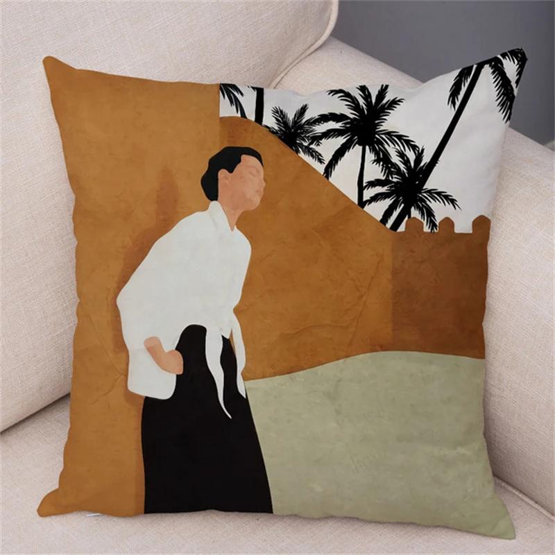 Geometric Pattern Fashion Women Sofa Car Home Decor Cushion Cover Black African Girl Pillowcase