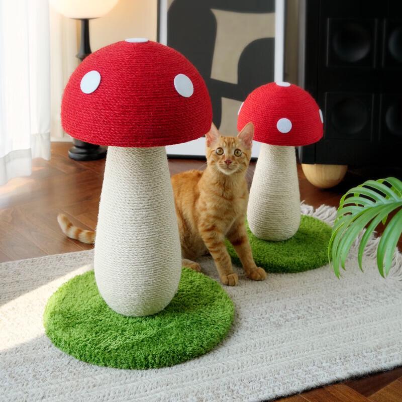 Red Mushroom Sisal Cat Scratch Post