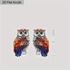 2D Flat 1Pair Christmas Festival Cartoon Colorful Owl Pattern Earring Claus for Christmas Jewelry for Women Female